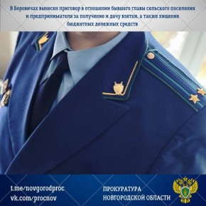 Боровичский районный суд с участием представителя Боровичской межрайонной прокуратуры вынес обвинительный приговор по уголовному делу в отношении бывшего главы Неболочского сельского поселения Любытинского района Павла...