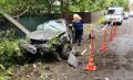 В Чудове водитель автомобиля «БИД Ф-3» врезался в дерево и опору ЛЭП
